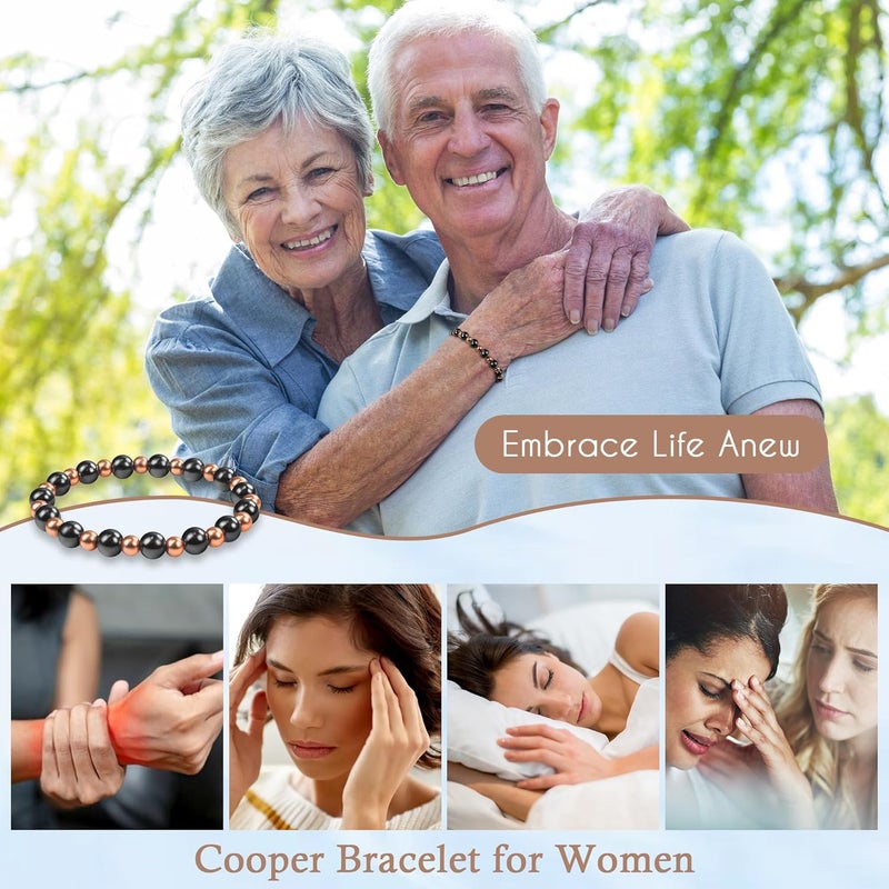PEALICIOUS Copper Bracelets for Women Magnetic Bracelet as Valentines Gifts for Women,Dainty Copper Jewelry with 3800 Gauss Magnets, Birthday Gifts for Her Stretch Hematite Bead Braclets Pulseras Para Mujer - Image 5